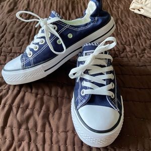 Blue lace up sneakers